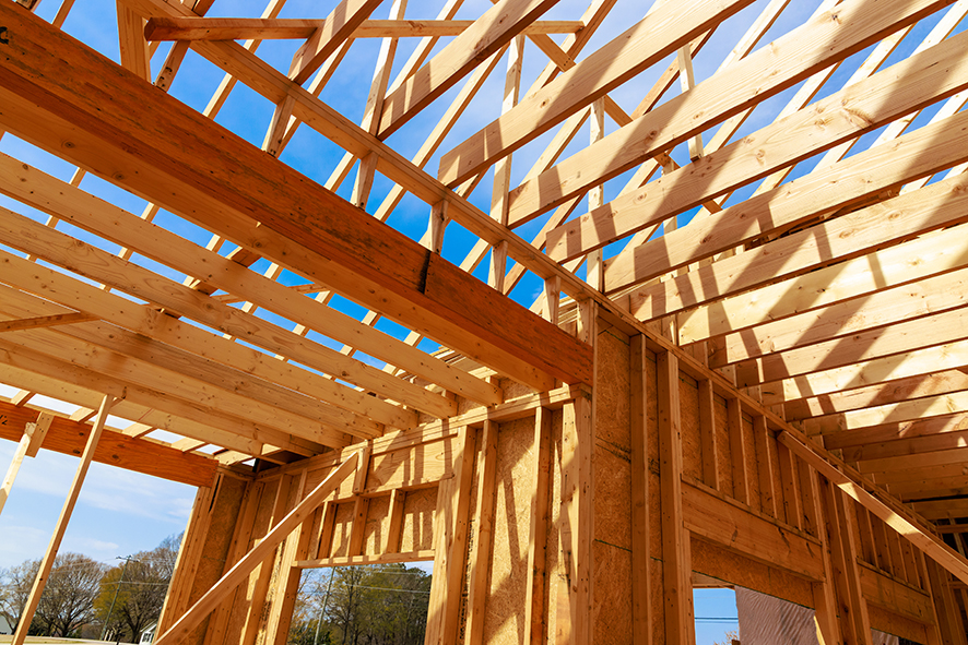 Framing job for new residential construction project.